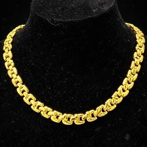 18k Gold Technibond Bold Stampato Link polished statement vintage Necklace HSN